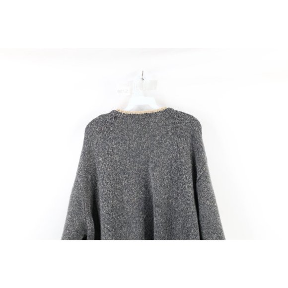 Vintage 90s Streetwear Mens 2XL XXL Blank Wool Blend Knit V-Neck Sweater Gray - Picture 6 of 7